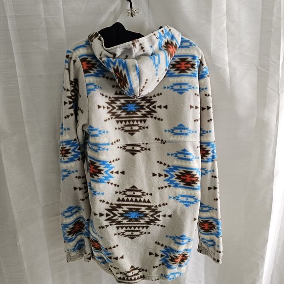 Men's Fleece Southwest Aztec Rebels & Nomads  Hooded Pullover 3/4 zip Size Small - Picture 7 of 10